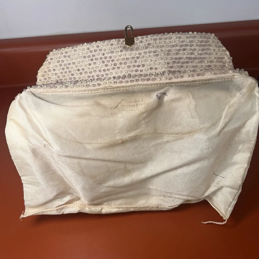 Vintage Corde Bead by Lumured White Beaded Clutch Evening Bag 1950/60s MCM Purse